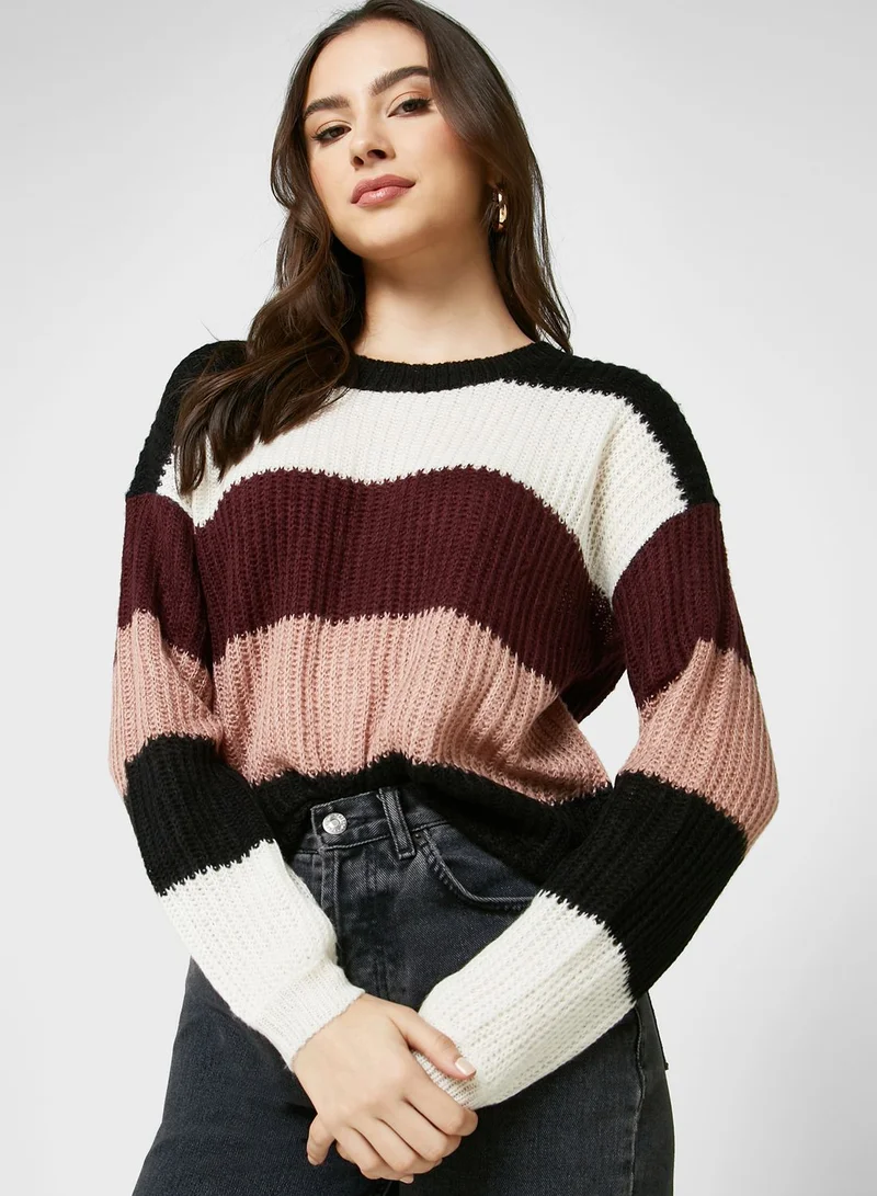 Jacqueline de Yong Color Block Knitted Sweater