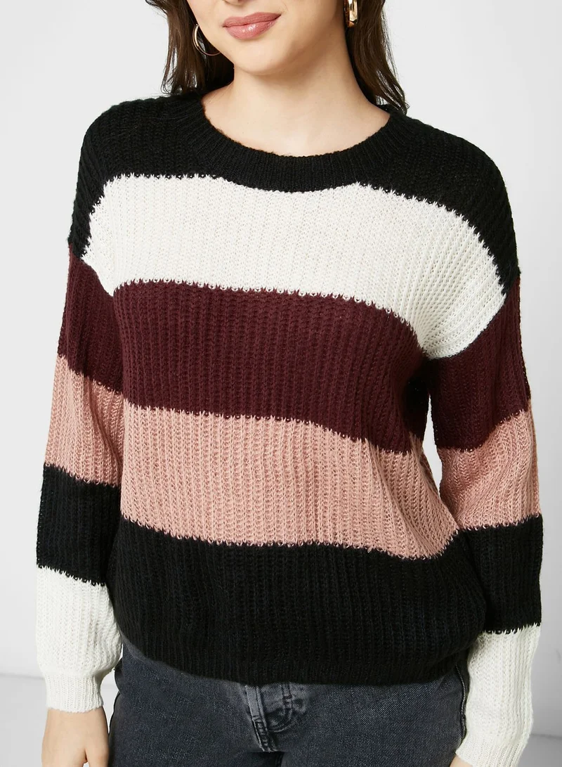Jacqueline de Yong Color Block Knitted Sweater