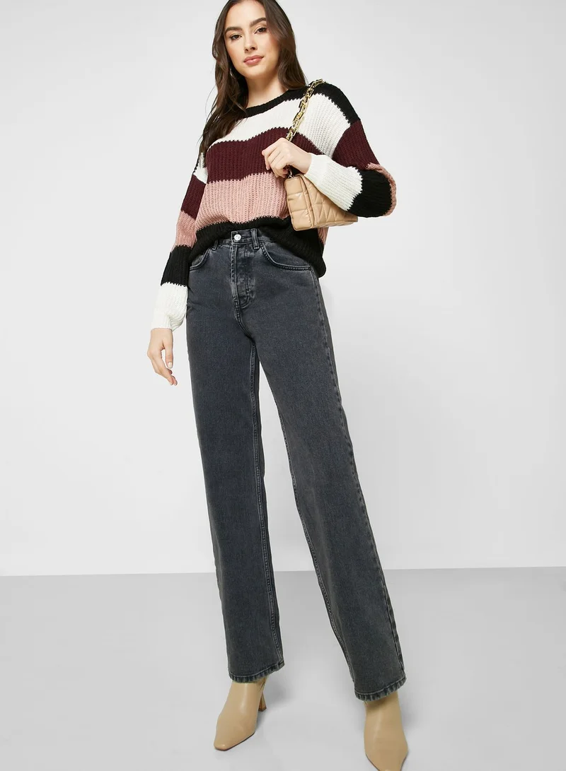 Jacqueline de Yong Color Block Knitted Sweater
