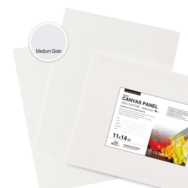 PHOENIX Painting Canvas Panels 11x14 Inch, 12 Value Pack - 8 Oz Triple Primed 100% Cotton Acid Free Canvas Boards for Painting, White Blank Flat Canvas Boards for Acrylic, Oil Paints - Image 2