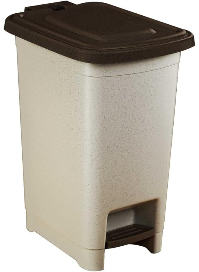 Aksa Slim Trash Bin 25 Liter Beige With Brown Lid - Image 1
