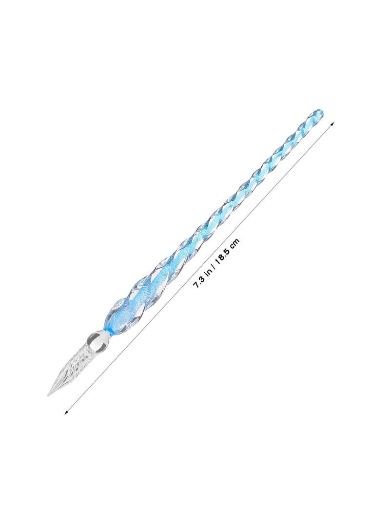 Generic 2Pcs Handmade Glass Dip Pen, Crystal Glass Calligraphy Pen, Ink Signature Pen, Art Drawing Pen for Writing Decoration Business Present, Sky Blue  - Image 3