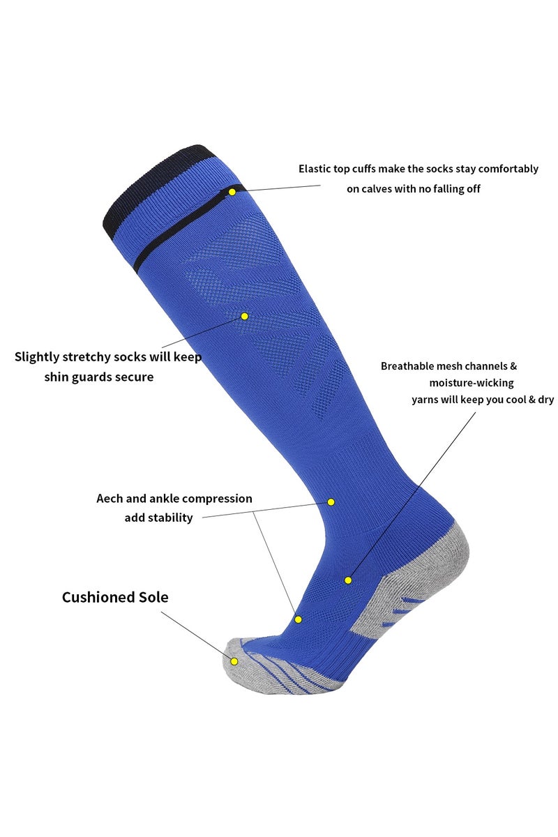 SKY WING Men And Women Knee High Football Socks Team Sport Cushion Athletic Soccer Socks for Unisex Adult-Blue-4 Pair - Image 3