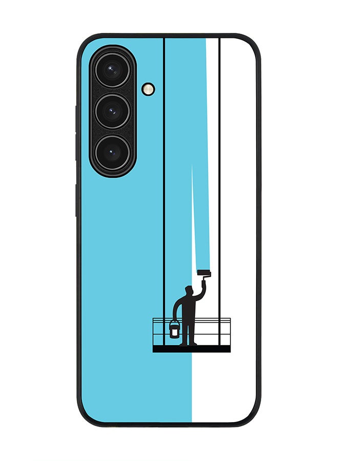 Stylizedd Rugged Black edge case for Samsung Galaxy S24 FE, Slim fit Soft Case Flexible Anti Drop TPU Gel Thin Cover -  Paint Hanger (Blue) - Image 1