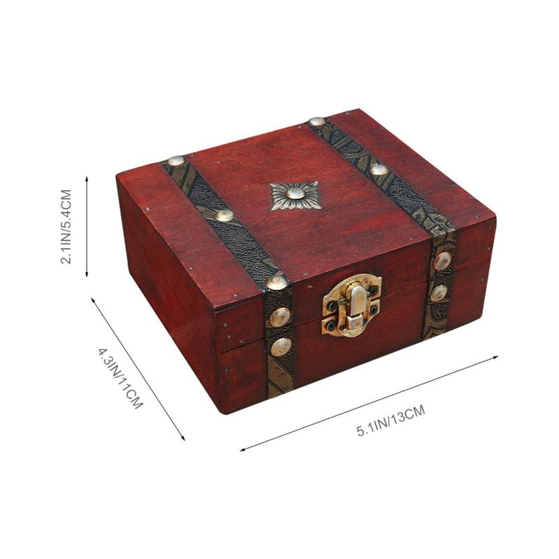 Vintage Wooden Rectangular Jewelry Organizer Box Retro Storage Case Home Decor - Image 3