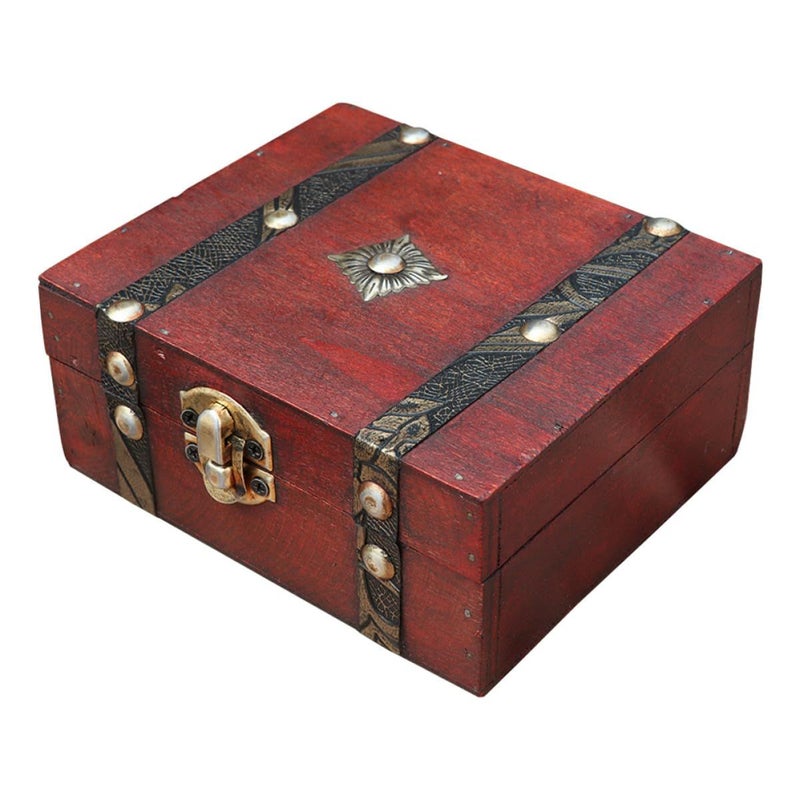 Vintage Wooden Rectangular Jewelry Organizer Box Retro Storage Case Home Decor - Image 2
