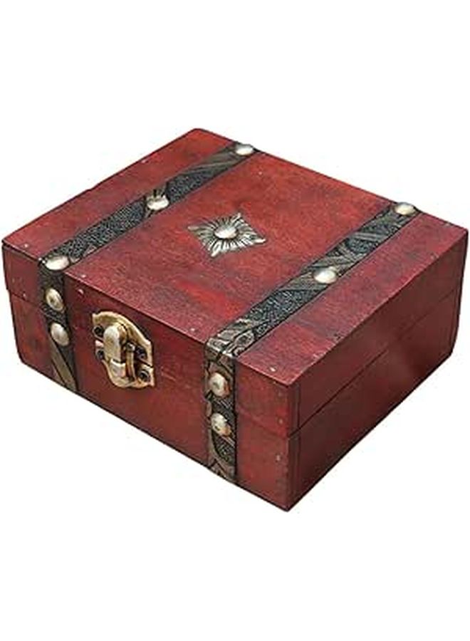 Vintage Wooden Rectangular Jewelry Organizer Box Retro Storage Case Home Decor - Image 1