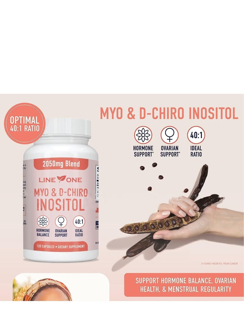 السطر الأول Myo & D-Chiro Inositol 2050 mg، دعم الخصوبة ومتلازمة تكيس المبايض، توازن الهرمونات، مكمل غذائي 120 كبسولة  - Image 3