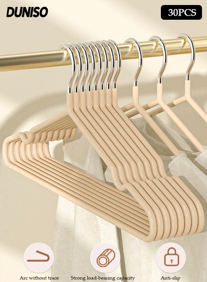 DUNISO 30 قطعة شماعات ملابس من الفولاذ المقاوم للصدأ مع طلاء مطاطي غير قابل للانزلاق شماعات معدنية مع نتوءات منظم تخزين موفر للمساحة متعددة الوظائف متينة قوية لتحمل الملابس للقمصان والسراويل والفساتين - Image 1