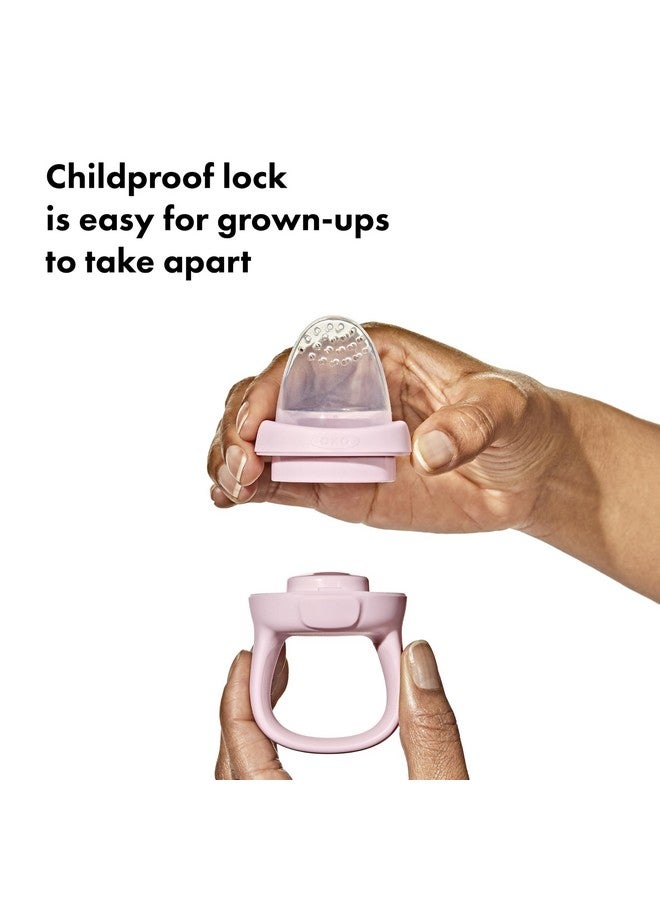 OXO Tot Silicone Self-Feeder 2 Pack - Opal and Blossom - Image 4