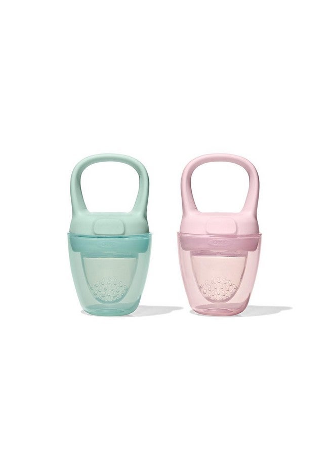 OXO Tot Silicone Self-Feeder 2 Pack - Opal and Blossom - Image 1