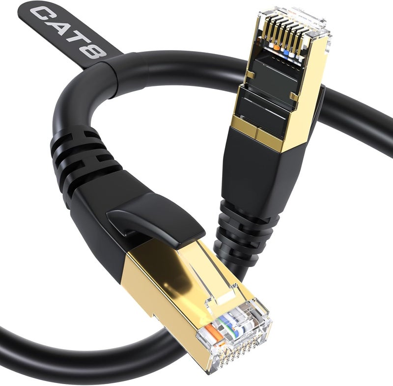 DbillionDa Cat8 Ethernet Cable, Outdoor&Indoor, 30FT Heavy Duty High Speed 26AWG Cat8 LAN Cable, Weatherproof, UV Resistant with Gold Plated RJ45 Connector, 40Gbps for Router/Gaming - Image 1