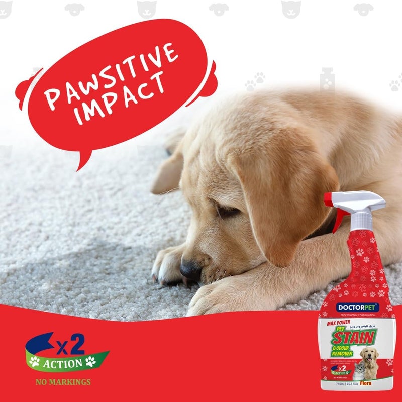 DoctorPet Stain and Odour Remover Floral – Effective Pet Odor Eliminator, Floral Scent Cleaner, Enzyme-Based Formula for Carpets and Upholstery 750ml - Image 3