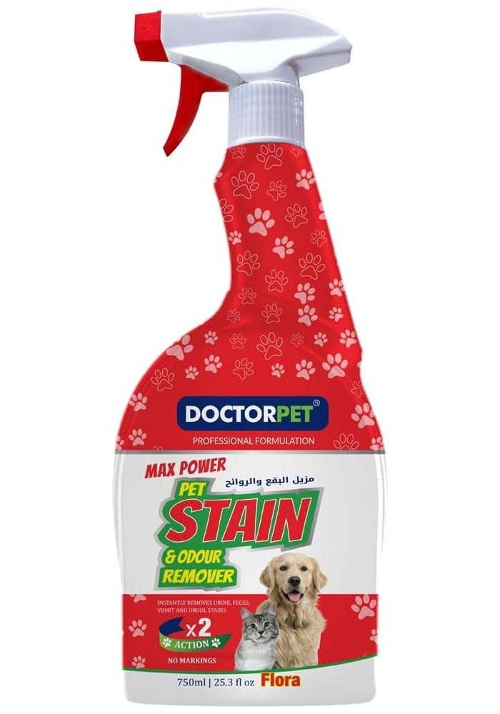 DoctorPet Stain and Odour Remover Floral – Effective Pet Odor Eliminator, Floral Scent Cleaner, Enzyme-Based Formula for Carpets and Upholstery 750ml - Image 1