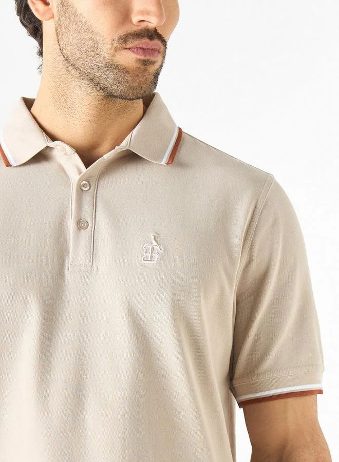 Emperor  Emperor Jeans Logo Embroidered Polo T-shirt with Tipping Detail for Men | Best Price UAE