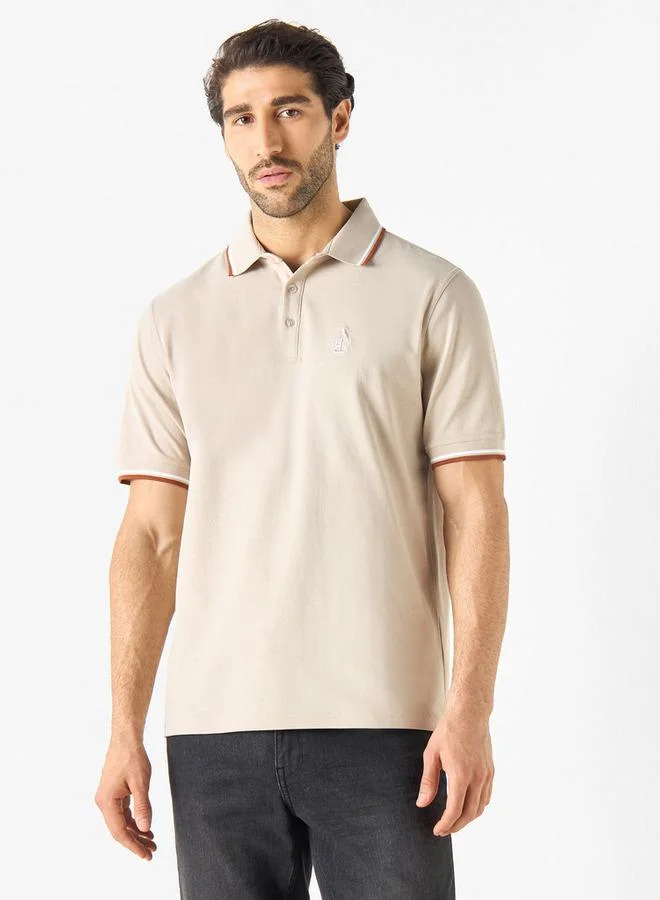 Emperor Jeans Logo Embroidered Polo T-shirt with Tipping Detail