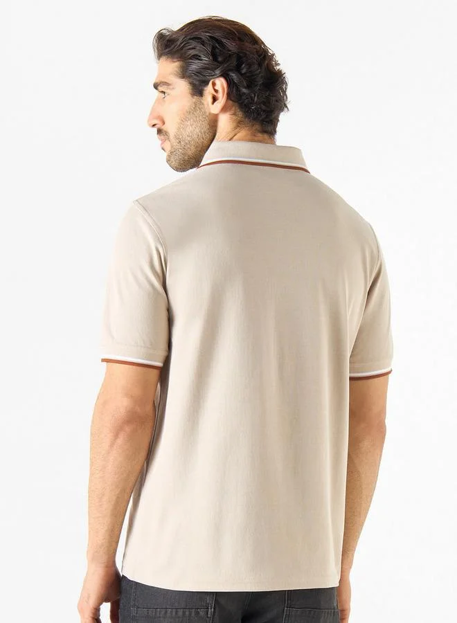 Emperor  Emperor Jeans Logo Embroidered Polo T-shirt with Tipping Detail for Men | Best Price UAE