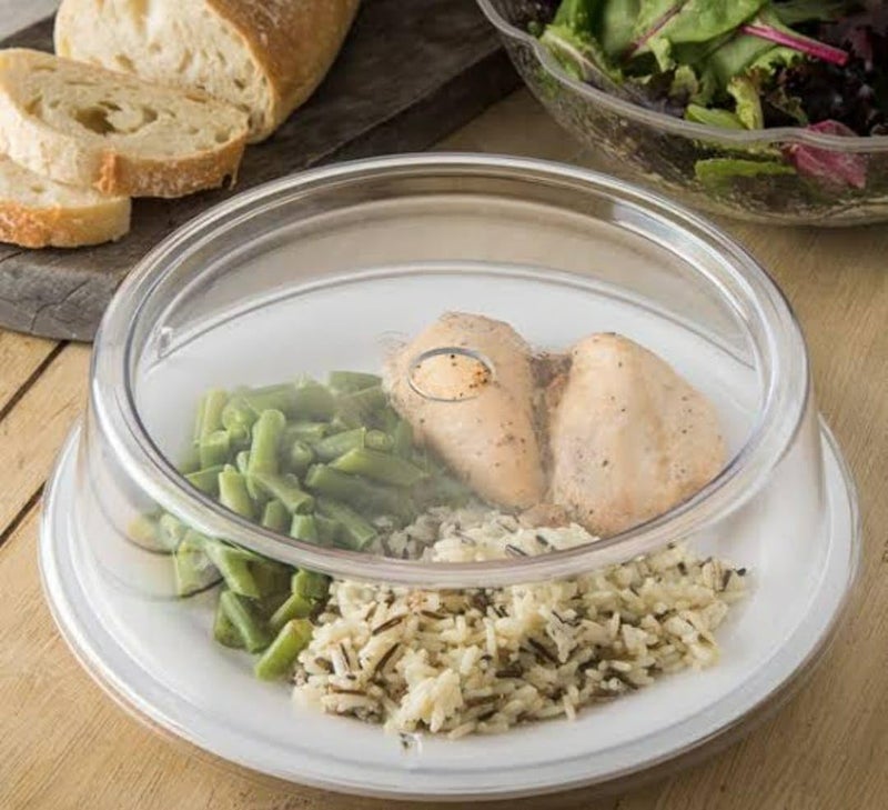 Shoppers Hub PNQ 10" Wide PC Transparent Flat Top Round Shaped Food Cover for Ideal Heavy Duty Use in Hotels, Buffets, Caterings, Restaurants and Culinary Places. (Size: 10 Inches Wide)  - Image 3