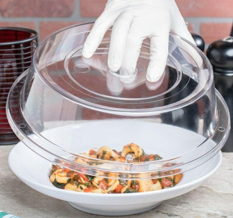 Shoppers Hub PNQ 10" Wide PC Transparent Flat Top Round Shaped Food Cover for Ideal Heavy Duty Use in Hotels, Buffets, Caterings, Restaurants and Culinary Places. (Size: 10 Inches Wide)  - Image 5