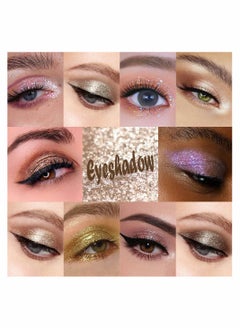 Excefore Waterproof Colorful Liquid Glitter Eyeshadow Kit, 10Pcs Longwearing Gold Liquid Glitter Eyeliner Set, Liquid Eye Glitter Sparkle Eye shadow Glitter sombra de para ojos Makeup Glitter for Eyes  - Image 4