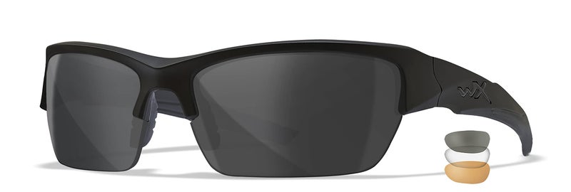 Wiley X WX Valor Tactical Sunglasses, Safety Glasses Shatterproof UV Eye Protection for Combat Shooting Matte Black Frames, Grey, Clear, and Light Rust Tinted Lenses, Ballistic Rated - Image 1