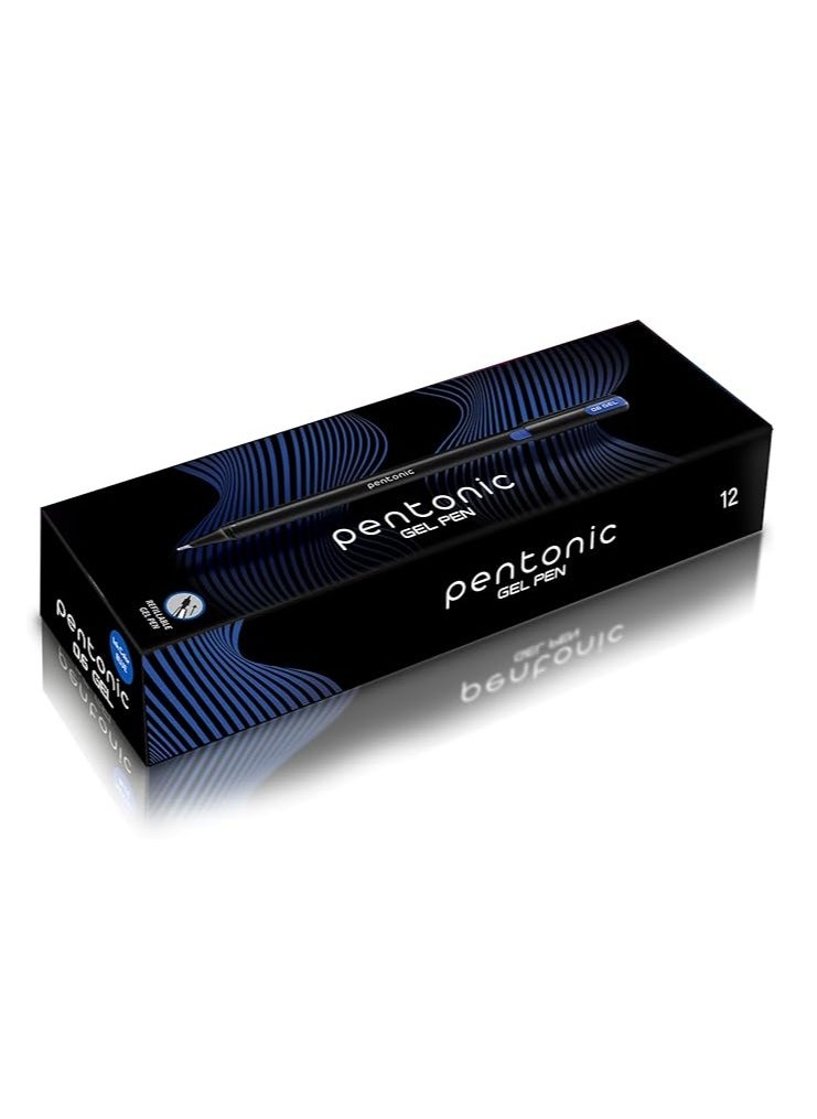 Pentonic Gel Pen Box Pack | Tip Size 0.6 mm | Click Off Mechanism With Black Matte Finish Body | Quick Dry, Waterproof Ink For Smooth Writing Experience | Blue Ink, Pack Of 12  - Image 2