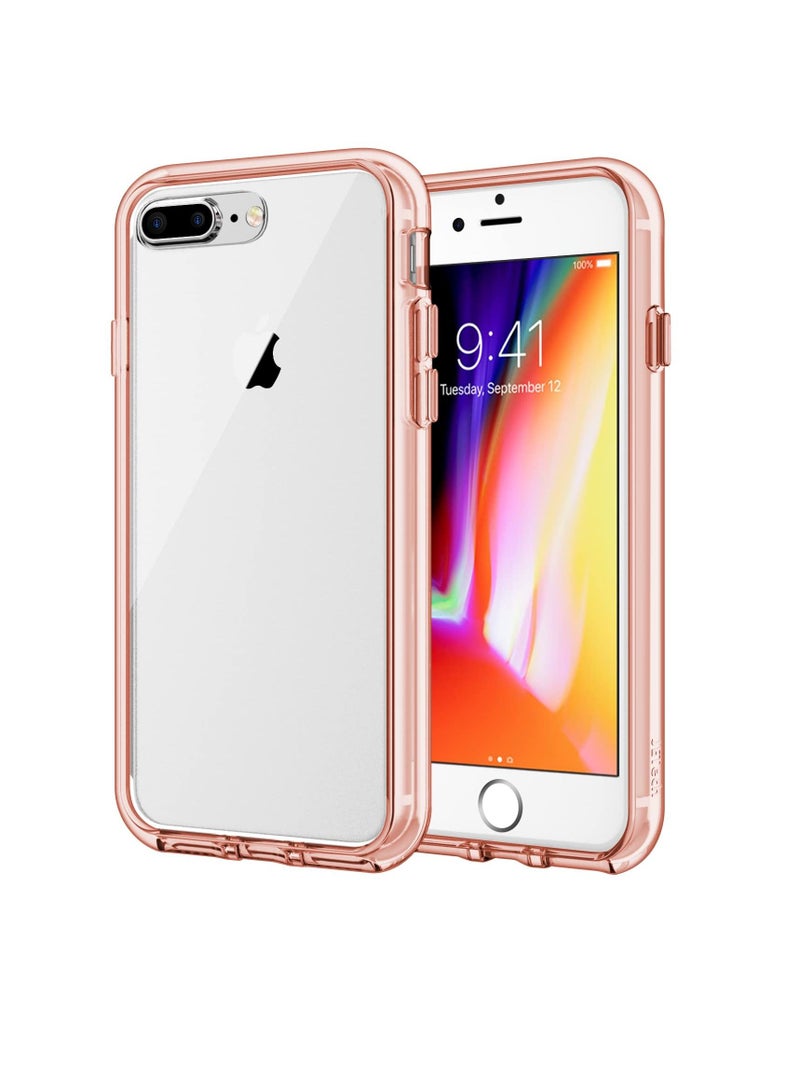 جي تيك جراب لهاتف iPhone 8 Plus و iPhone 7 Plus ممتص للصدمات غطاء ممتص للصدمات مضاد للخدش ظهر شفاف بلون ذهبي وردي - Image 1