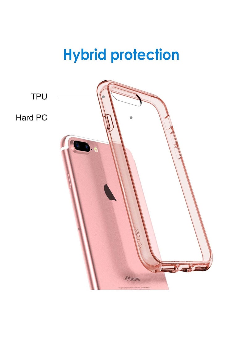 جي تيك جراب لهاتف iPhone 8 Plus و iPhone 7 Plus ممتص للصدمات غطاء ممتص للصدمات مضاد للخدش ظهر شفاف بلون ذهبي وردي - Image 3