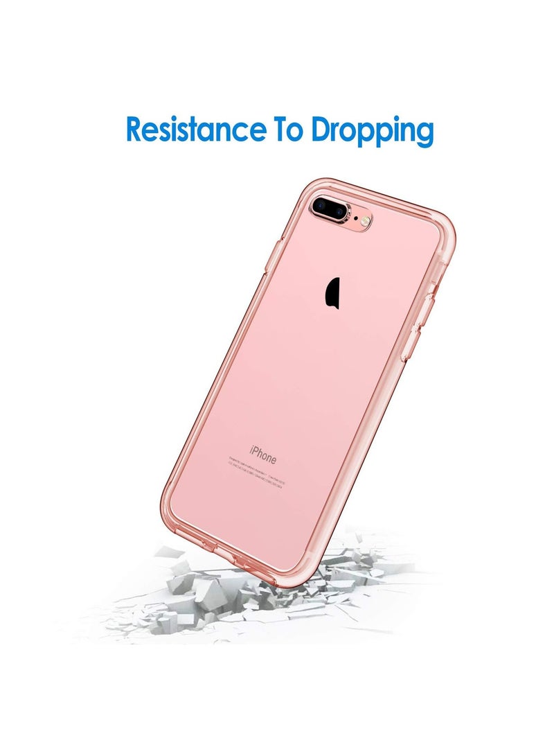 جي تيك جراب لهاتف iPhone 8 Plus و iPhone 7 Plus ممتص للصدمات غطاء ممتص للصدمات مضاد للخدش ظهر شفاف بلون ذهبي وردي - Image 4
