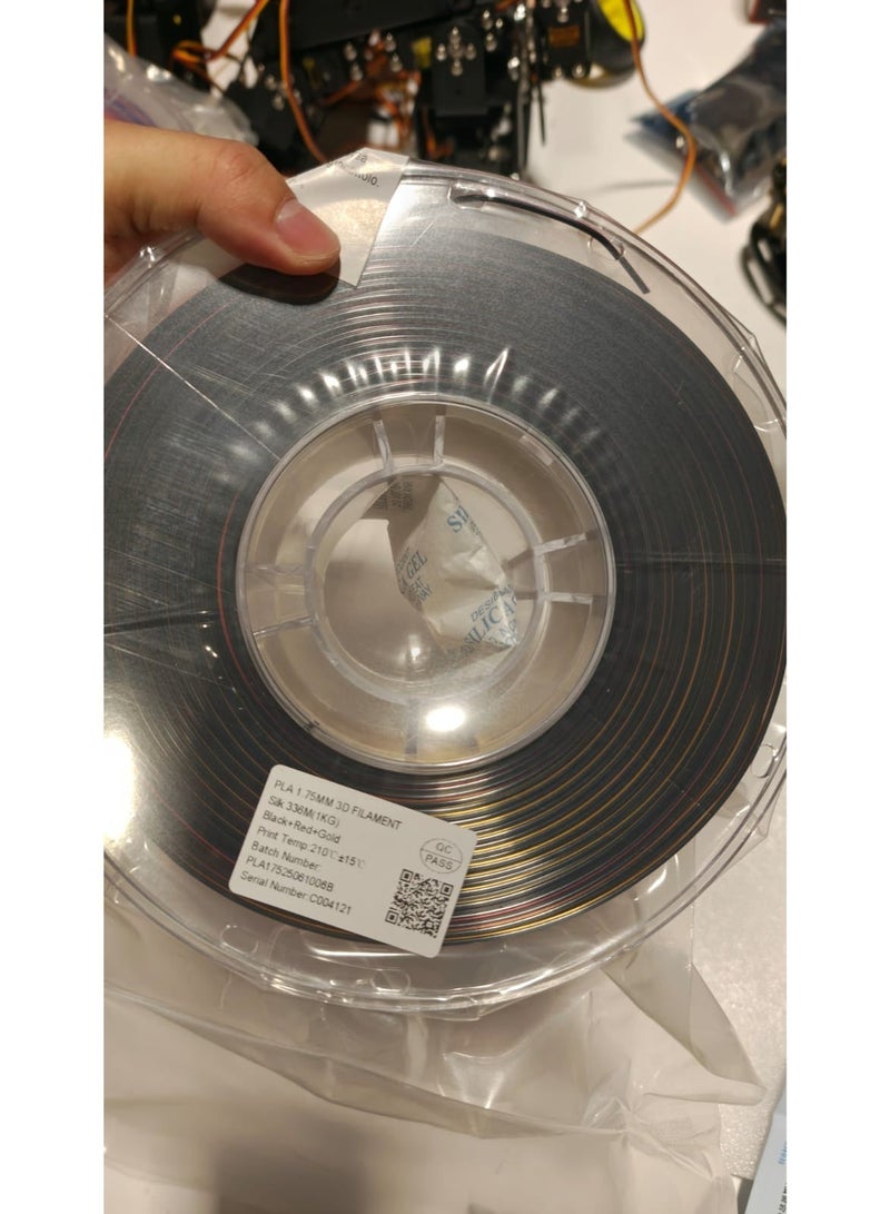 robotgcc PLA Silk Tri Color 1.75mm 3D Printing Material 1KG Spool for FDM 3D Printing, Black Red Gold Gradient Color Changing 3D Printing Material with Metallic Silk Gloss Finish, Smooth Extrusion Performance, Stable Feeding, Consistent Diameter ±0.02mm, Low Warping Behavior, Strong Layer Adhesion, High Precision 3D Printing Material for Models, Sculptures, Cosplay Design, Decorative Art Projects, Display Prototypes, Creative Printing Compatible with Most 3D Printers - Image 5