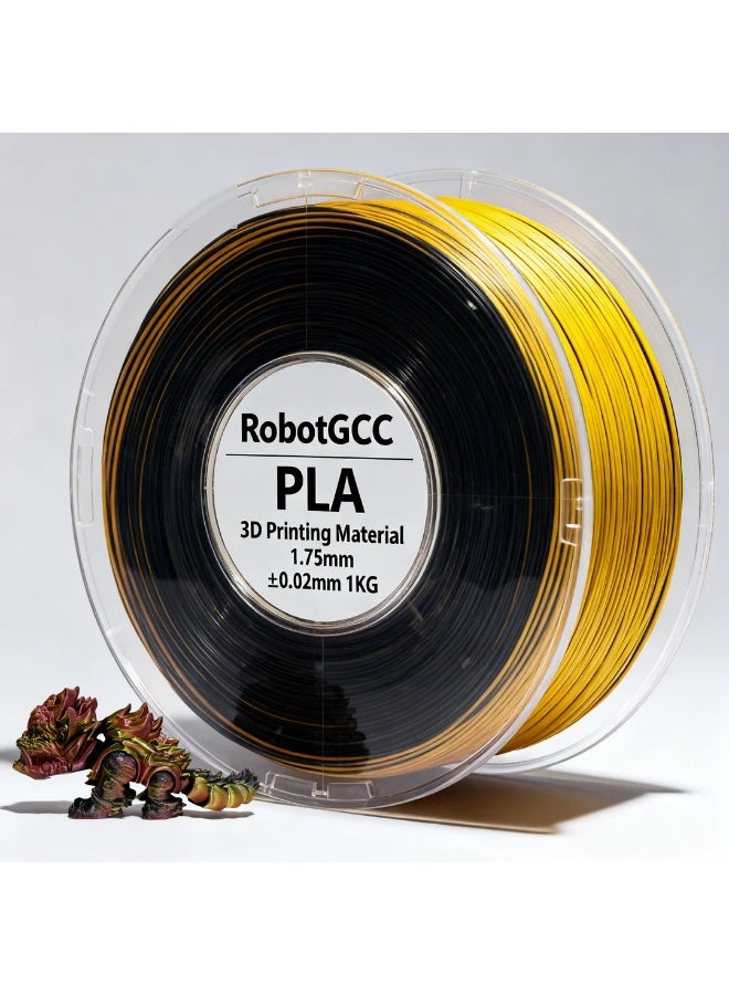 PLA Silk Tri Color 1.75mm 3D Printing Material 1KG Spool for FDM 3D Printing, Black Red Gold Gradient Color Changing 3D Printing Material with Metallic Silk Gloss Finish, Smooth Extrusion Performance, Stable Feeding, Consistent Diameter ±0.02mm, Low Warping Behavior, Strong Layer Adhesion, High Precision 3D Printing Material for Models, Sculptures, Cosplay Design, Decorative Art Projects, Display Prototypes, Creative Printing Compatible with Most 3D Printers