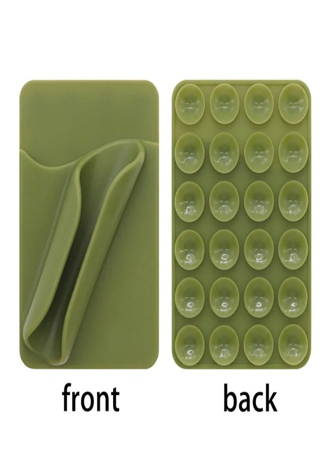 AROAQ 2-in-1 Silicone Mobile Phone Lipstick & Card Holder – Suction Cup Mount, Portable Lip Gloss & Card Organizer for All Phones , Green - Image 1