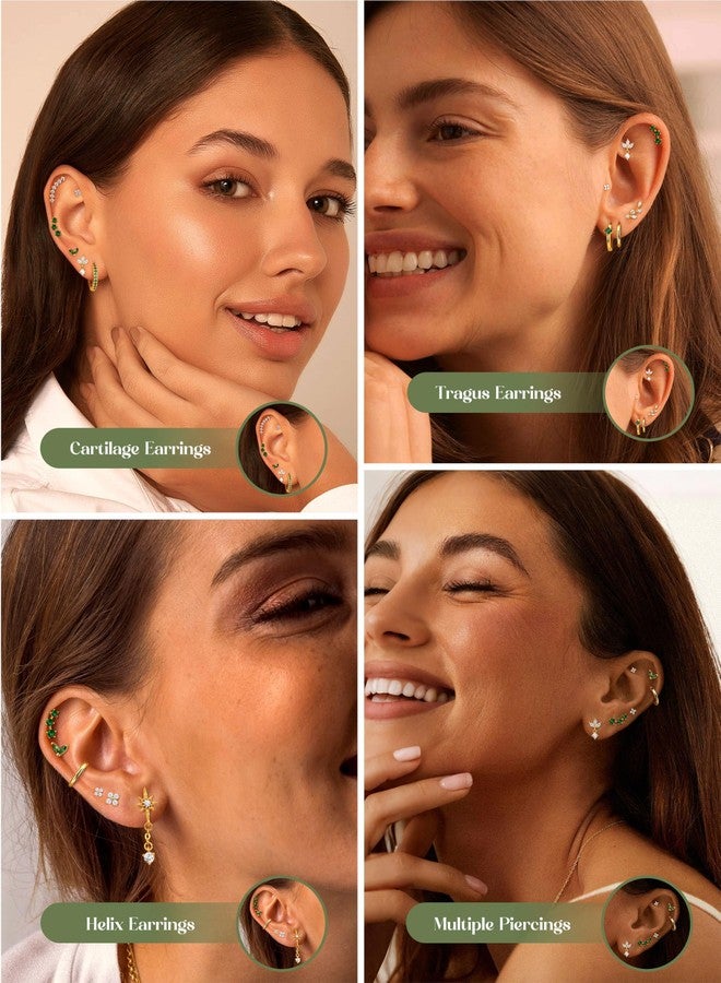 ORAZIO 16G Helix Piercing Jewelry Flat Back Cartilage Earrings for Women Hypoallergenic Surgical Steel Gold Stud Hoop Cartilage Earring Set Daith Conch Tragus Piercing Jewelry Flatback Single Pc I - Image 2