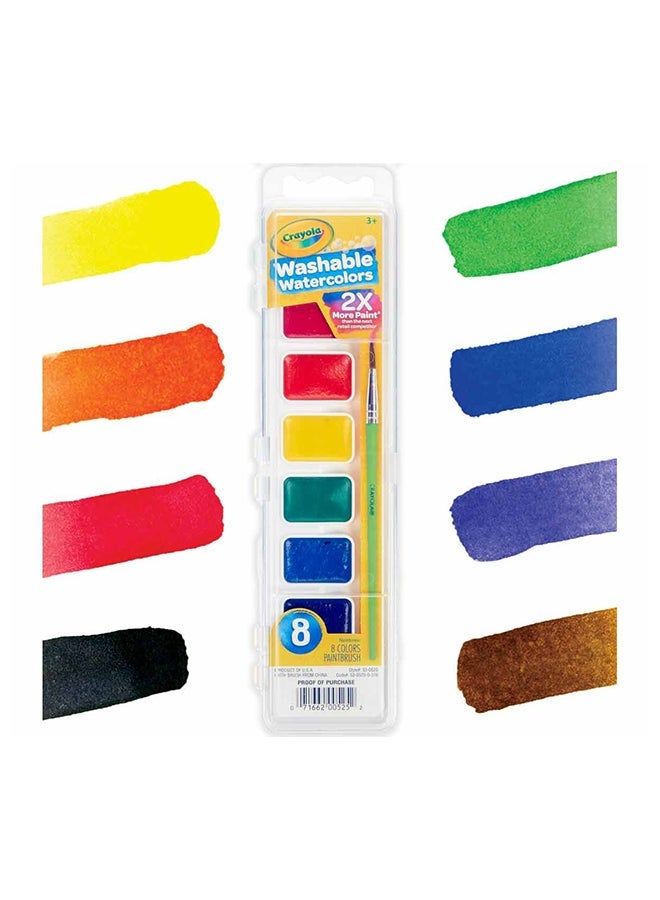 Crayola 8 Count Washable Watercolor Pans with Plastic Handled Brush - Image 3