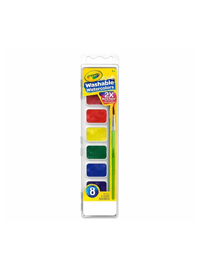 Crayola 8 Count Washable Watercolor Pans with Plastic Handled Brush - Image 2
