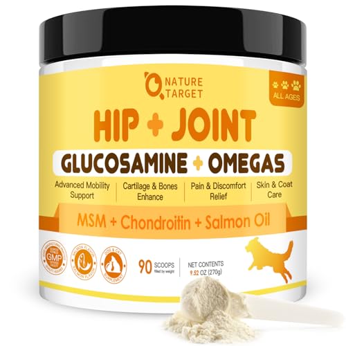 NATURE TARGET Glucosamine for Dogs, Joint Supplement for Dogs, Chondroitin, MSM, Turmeric, Omega 3, Support Hip & Joint Mobility - Dog Joint Pain Relief for Small & Large Breed, 9.52 Oz - Image 1