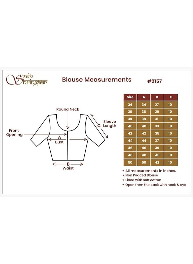 Studio Shringaar Women's Brocade Elbow Length Sleeves Saree Blouse - Image 4