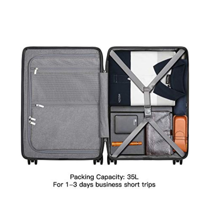Business travel suitcase: polycarbonate hard shell, matte black, 55cm/35L with dedicated laptop compartment and TSA lock - Image 5