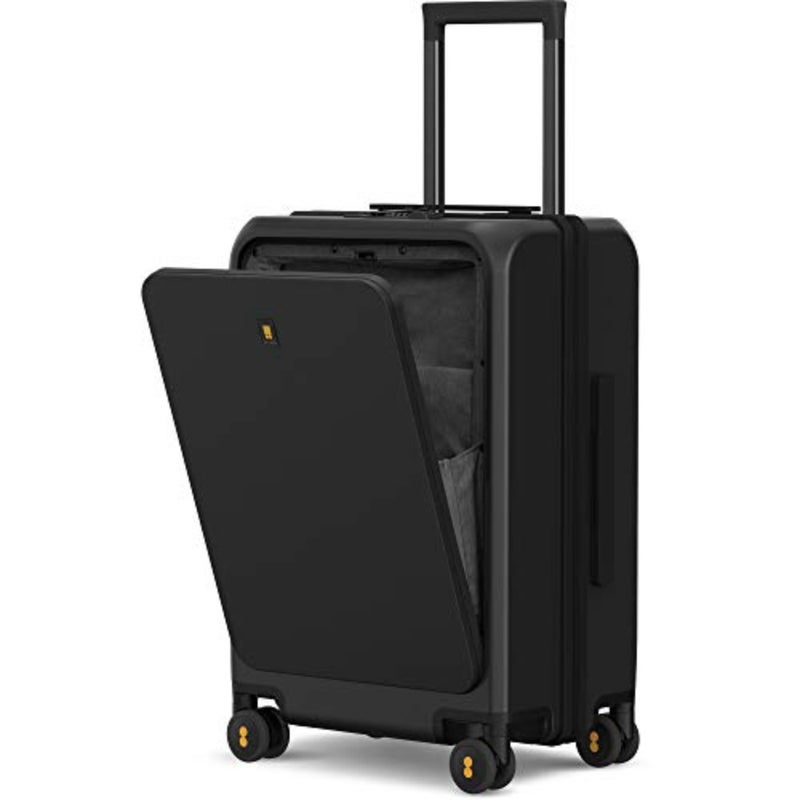 Business travel suitcase: polycarbonate hard shell, matte black, 55cm/35L with dedicated laptop compartment and TSA lock - Image 1
