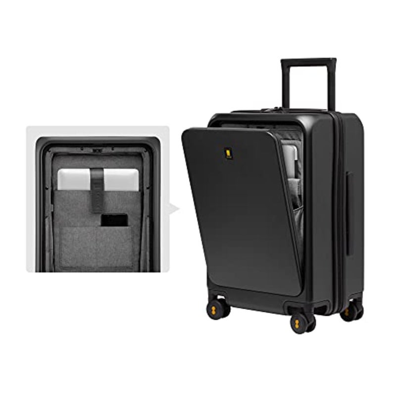 Business travel suitcase: polycarbonate hard shell, matte black, 55cm/35L with dedicated laptop compartment and TSA lock - Image 3