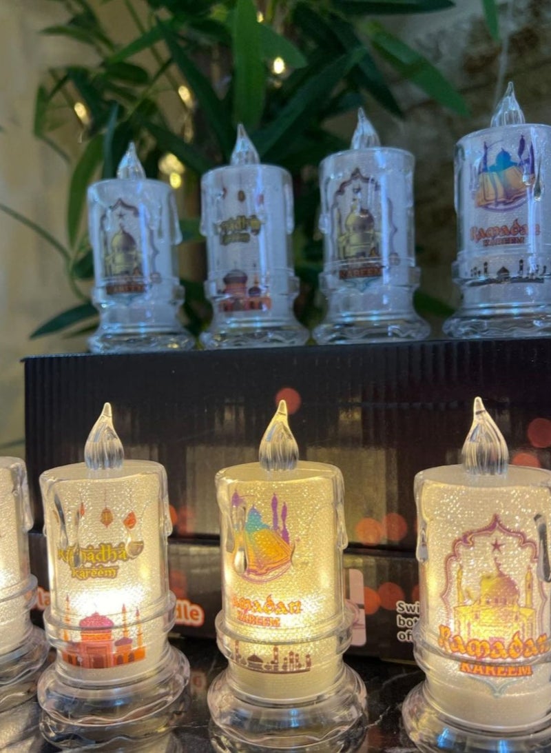 شموع عيد مبارك بدون لهب، زينة رمضان، شمعة LED ضوء ا مصابيح للطاولة والحرف اليدوية وديكور سطح المكتب والعطلات والمنزل والحفلات ورمضان والعيد عدد ١  - Image 1