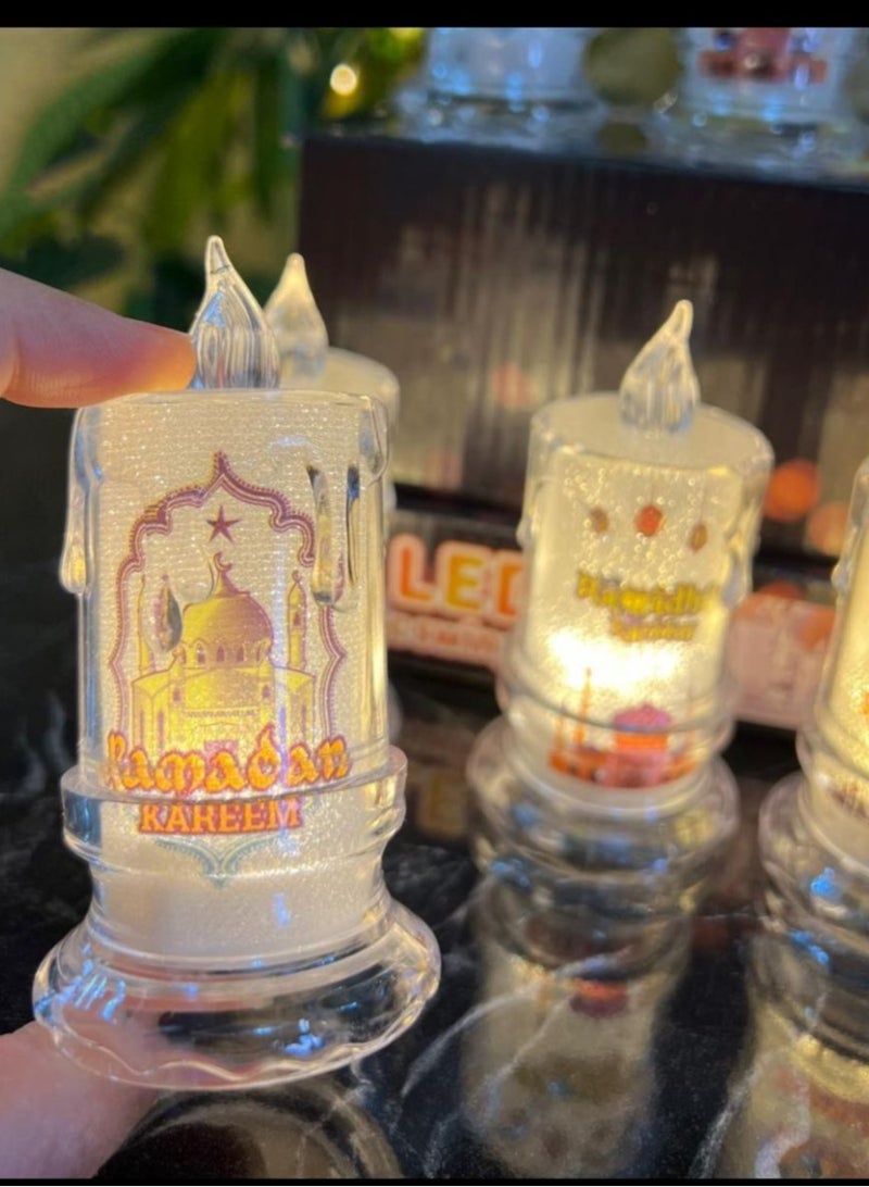 شموع عيد مبارك بدون لهب، زينة رمضان، شمعة LED ضوء ا مصابيح للطاولة والحرف اليدوية وديكور سطح المكتب والعطلات والمنزل والحفلات ورمضان والعيد عدد ١  - Image 2