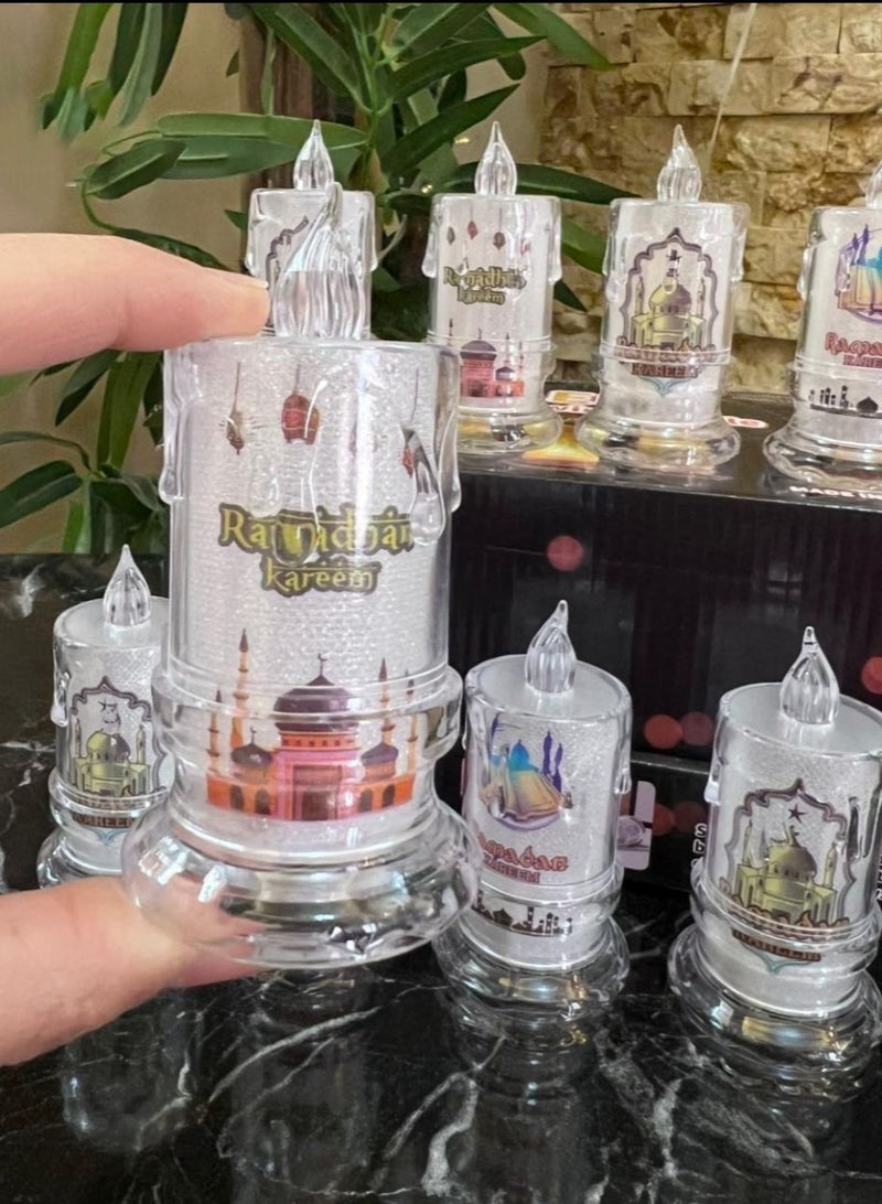 شموع عيد مبارك بدون لهب، زينة رمضان، شمعة LED ضوء ا مصابيح للطاولة والحرف اليدوية وديكور سطح المكتب والعطلات والمنزل والحفلات ورمضان والعيد عدد ١  - Image 3