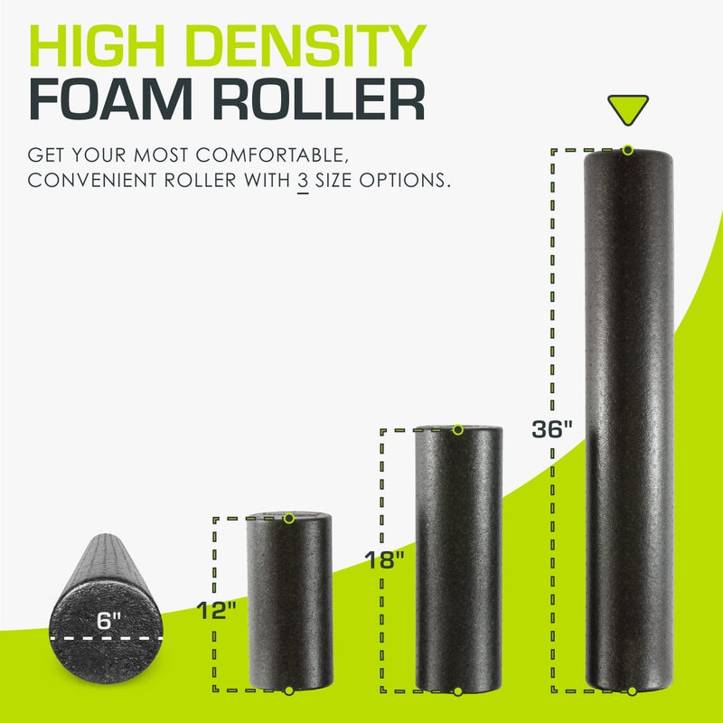 ProsourceFit High Density Foam Rollers 36 - inches long, Firm Full Body Athletic Massage Tool for Back Stretching, Yoga, Pilates, Post Workout Muscle Recuperation, Black - Image 2