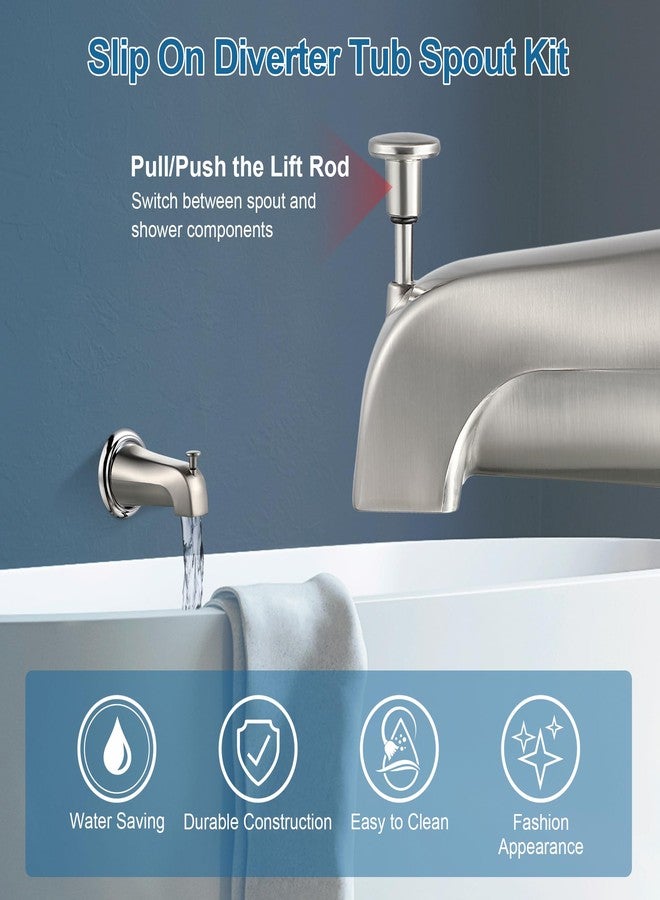 Dreyoo طقم صنبور حوض الاستحمام Dreyoo متوافق مع المعيار الأمريكي 8888026.002، صنبور حوض استحمام سهل التركيب مع حلقة غطاء معدنية وحشية، صنبور حوض استحمام للحمام يناسب أنبوب مياه نحاسي مقاس 1/2 بوصة (نيكل مصقول) - Image 5