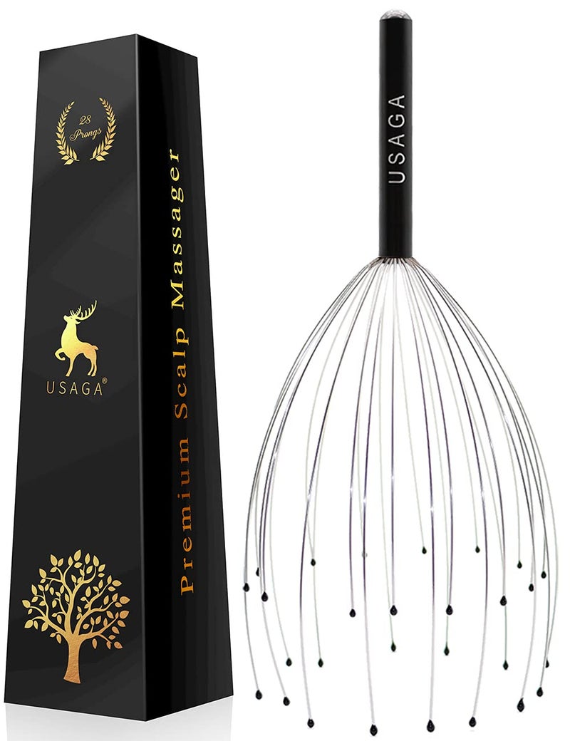 يوساكا 28 أصابع حكة الرأس جهاز تدليك الرأس تدليك فروة الرأس للاسترخاء الأسود