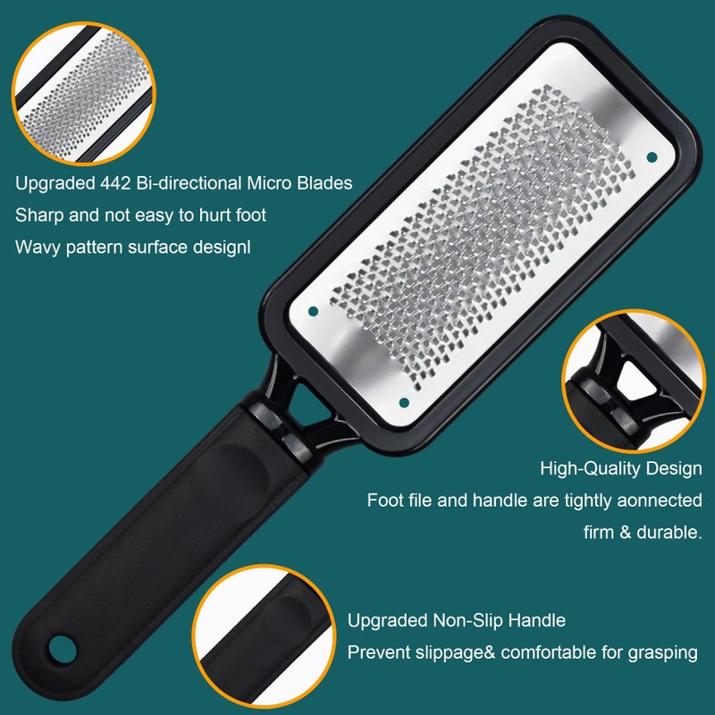 MODENGKONGJIAN Foot File Foot Scrubber Pedicure, 2 Pcs Stainless Steel Callus Remover for Feet, Professional Foot Grater Rasp Scraper Corns Callous Removers Tool to Hard Skin Corns for Dry and Wet Fee - Image 2