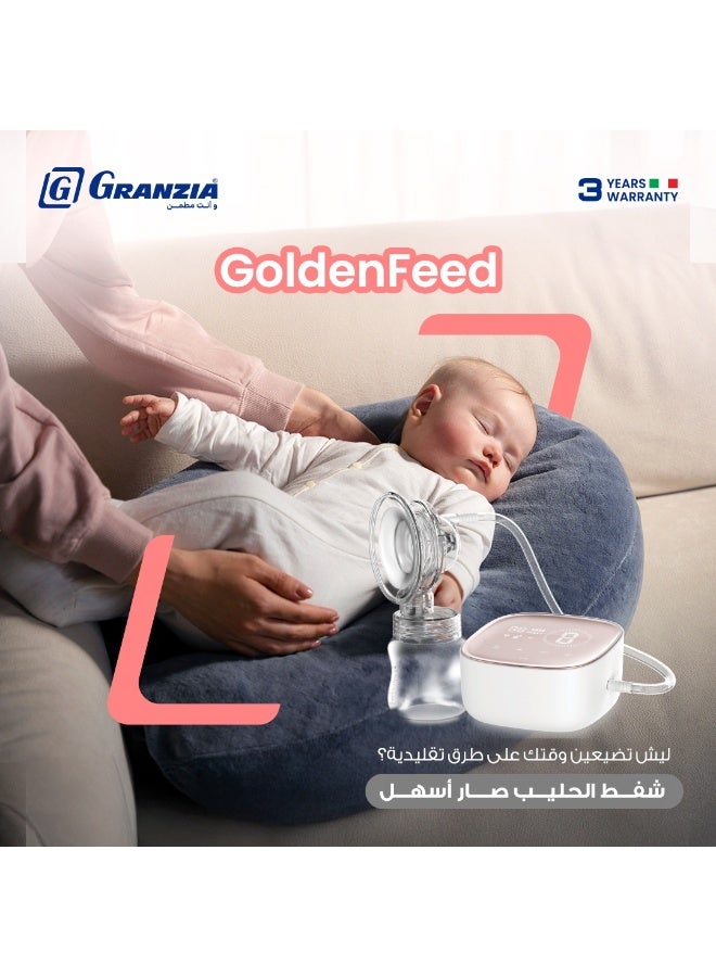Granzia Goldenfeed Single Electric Breast Pump – 2 Suction Modes × 9 Levels, Soft Silicone Cushion, Rechargeable Battery, Touch Control, Anti-Backflow, USB-C Charging - Image 2
