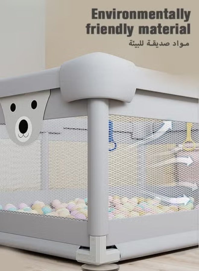 هوكور سياج حوض لعب الأطفال مع حصيرة للعب ، ملعب قوي للأطفال الصغار ، مركز نشاط للأطفال داخل وخارج المنزل مع 50 كرة محيطية و 3 لعبات ، 120 * 150 سم. - Image 3