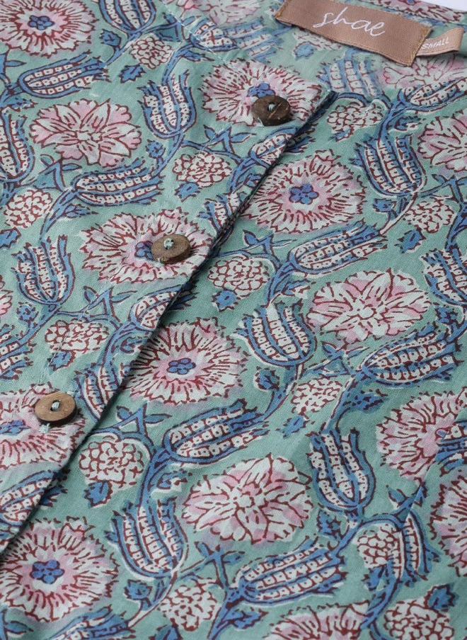 SASSAFRAS Floral Printed Anarkali Kurta for Women
